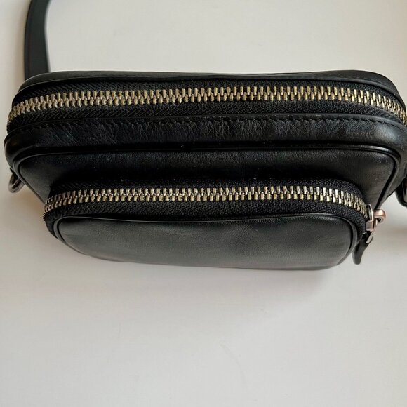 Restored Coach Mini Edge Double Pouch Crossbody Bag in Smooth Black Leather - Picture 4 of 12